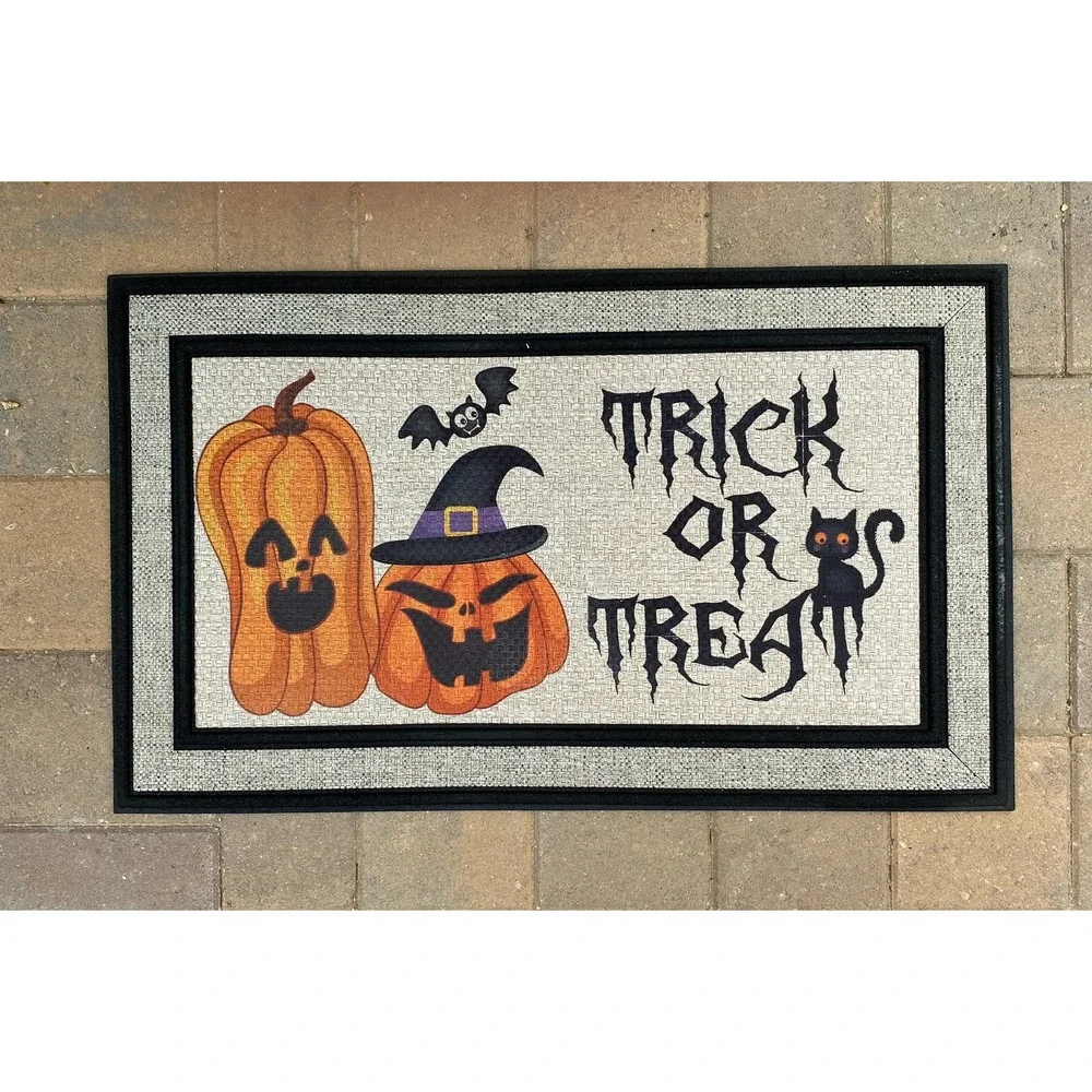Trick or treat Funny Doormat, Halloween Door Mat, Jack-o-lantern, Welcome mat